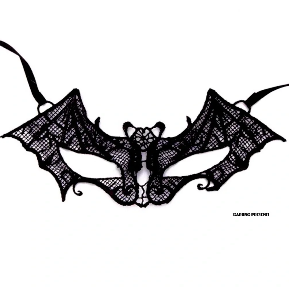 Bat Lace Face Mask Unisex Color Black Size OS
